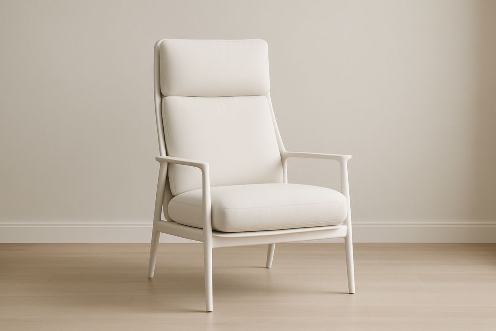 Poltrona con braccioli in legno rivestimento in tessuto bianco 75x80x105 cm