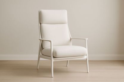 Poltrona con braccioli in legno rivestimento in tessuto bianco 75x80x105 cm