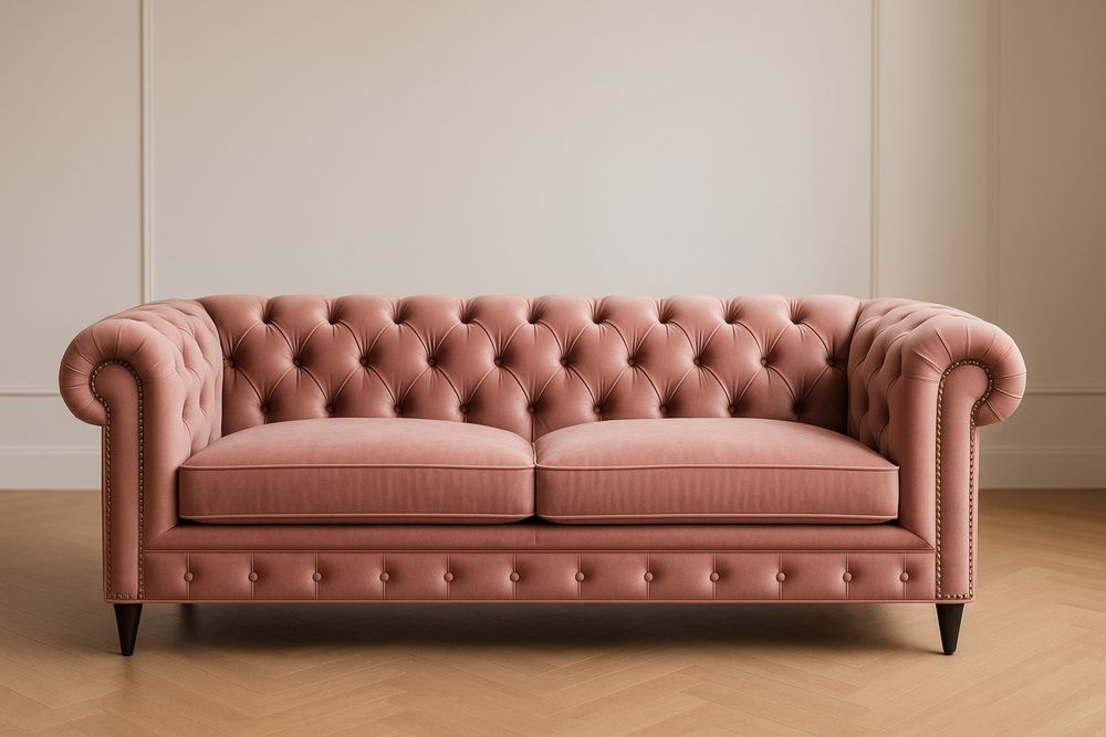 Divano Chesterfield in Velluto Rosa