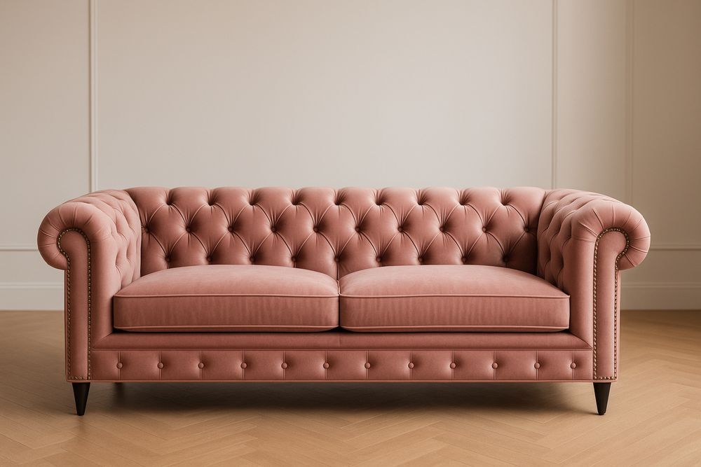Divano Chesterfield in Velluto Rosa