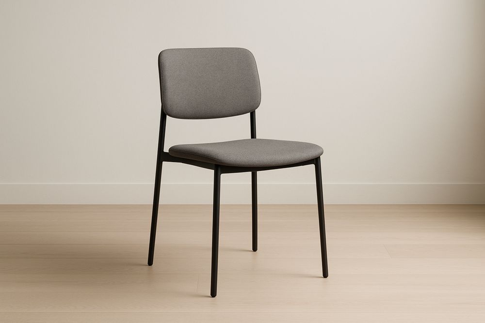 Sedia metallo e tessuto grigio