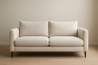 Divano in Tessuto Poliestere Beige Due Posti