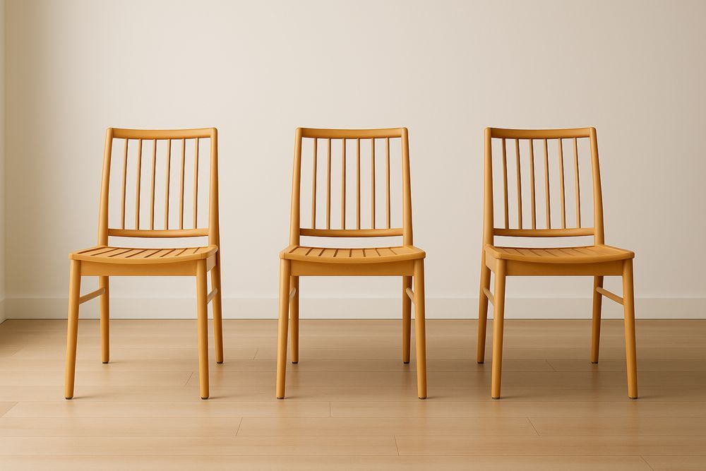 Set di 3 sedie in legno massello arancione