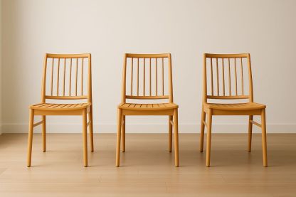 Set di 3 sedie in legno massello arancione