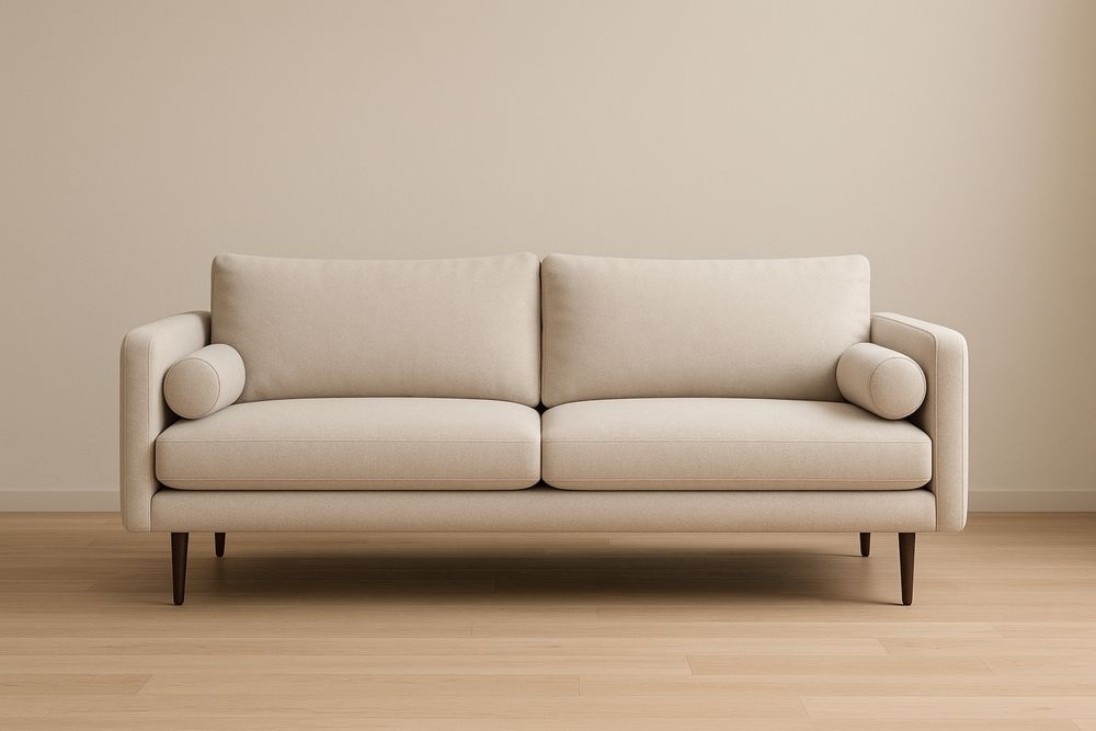 Divano in Tessuto Lino Beige 2 Posti 200×85×90 cm