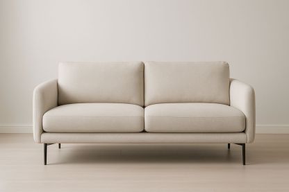 Divano in Tessuto Beige con Base in Metallo