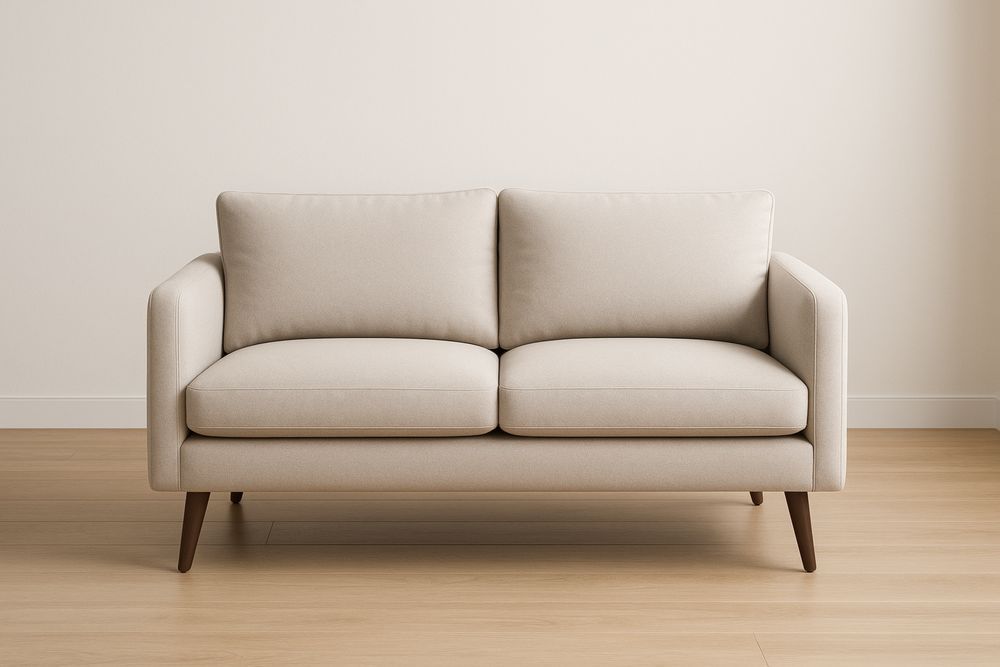 Divano in tessuto due posti beige 150x85x90 cm