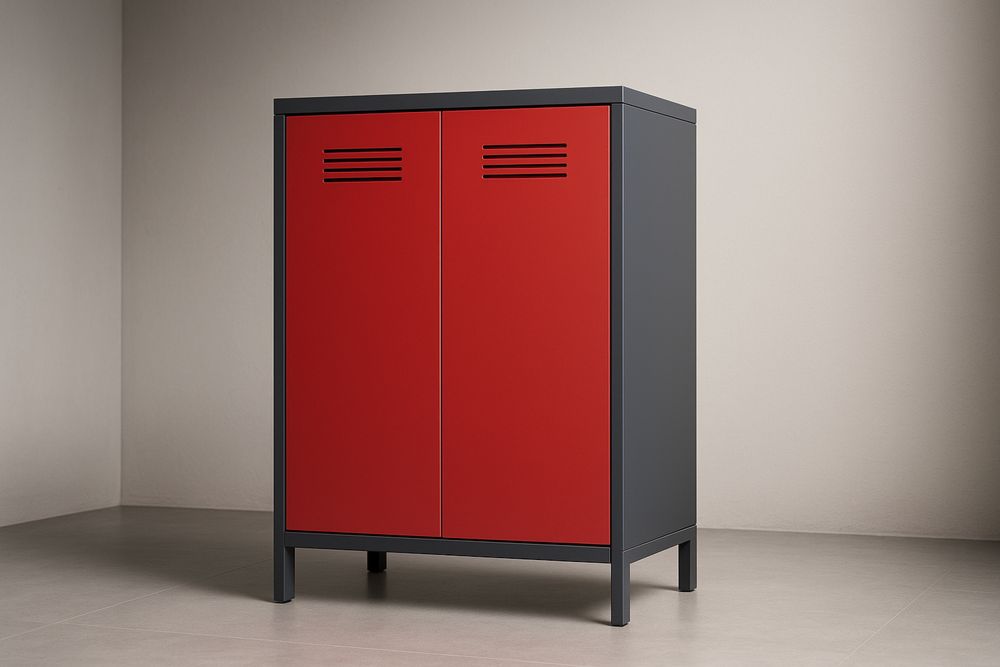 Armadio per documenti in Metallo Rosso e Grigio a Due Ante