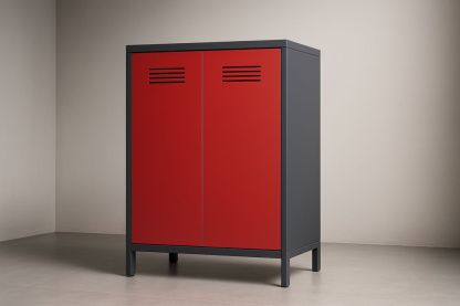 Armadio per documenti in Metallo Rosso e Grigio a Due Ante