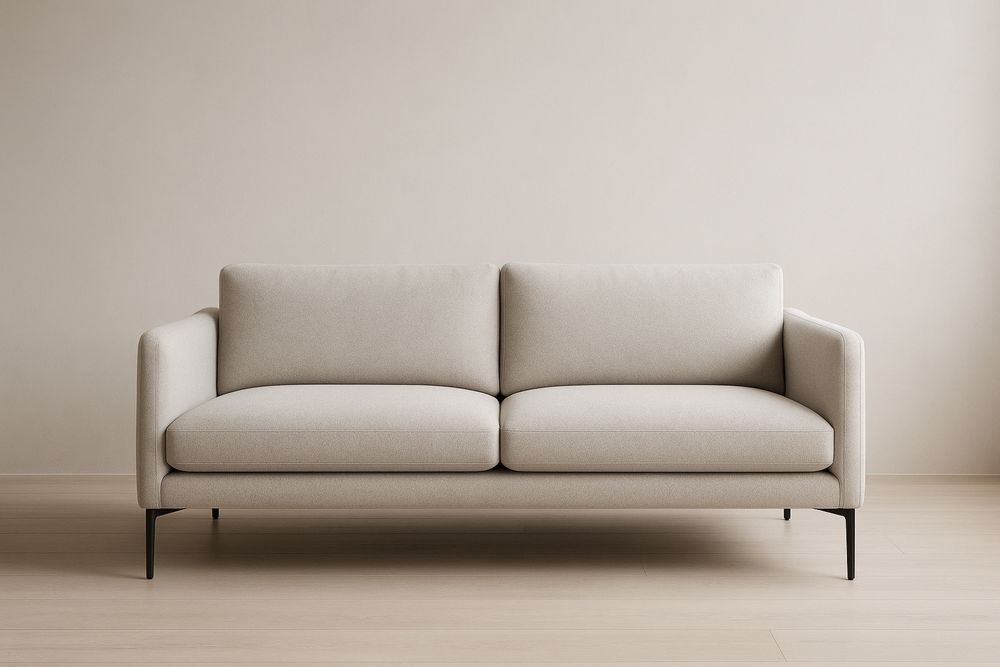 Divano Due Posti in Tessuto Beige 180×85×75cm