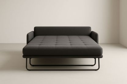 Divano Letto in Tessuto Grigio Fumo con Struttura in Metallo