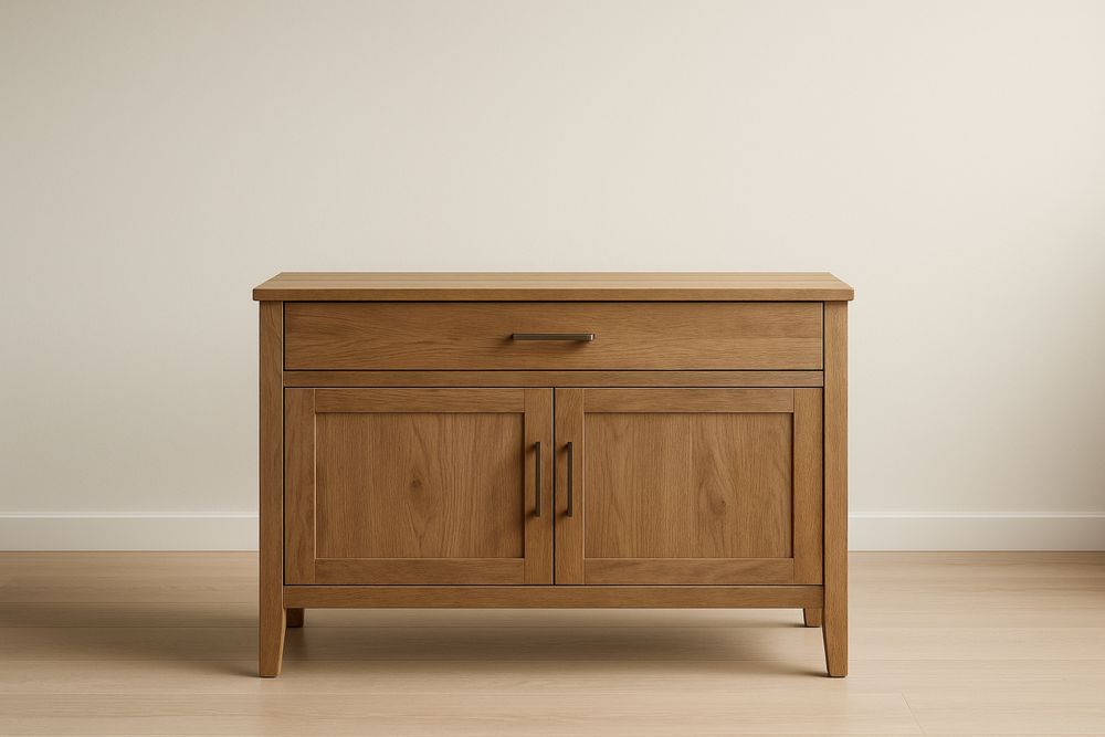 Credenza in legno massello con cassetto e due ante Marrone 100x45x75 cm