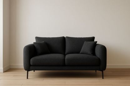 Divano 2 Posti Tessuto Poliestere Nero