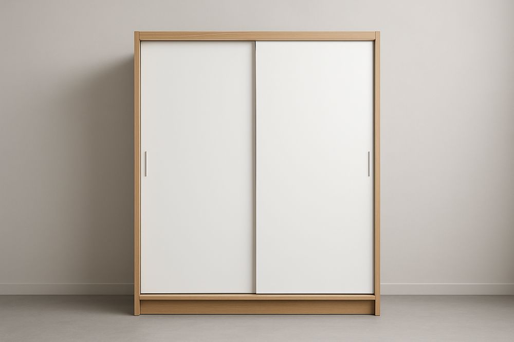 Armadio in legno e pannelli di particelle, Bianco e Quercia, 200x210x62 cm