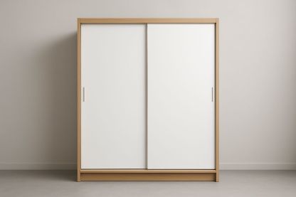 Armadio in legno e pannelli di particelle, Bianco e Quercia, 200x210x62 cm