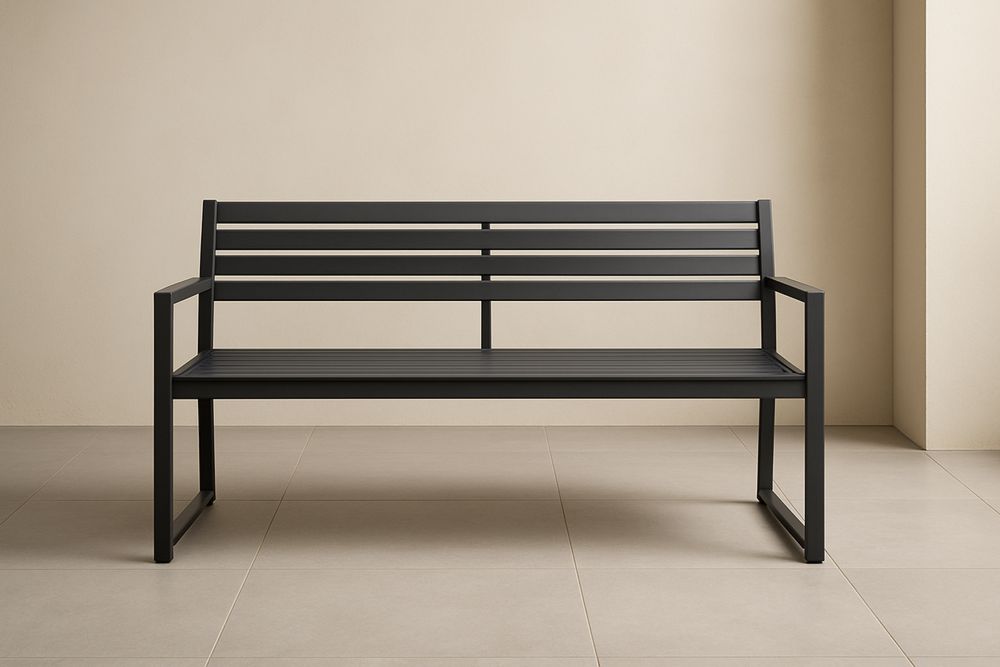 Panchina in Metallo per Esterni Colore Nero 120×55×80 cm