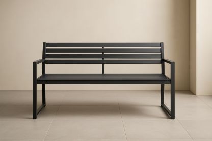 Panchina in Metallo per Esterni Colore Nero 120×55×80 cm