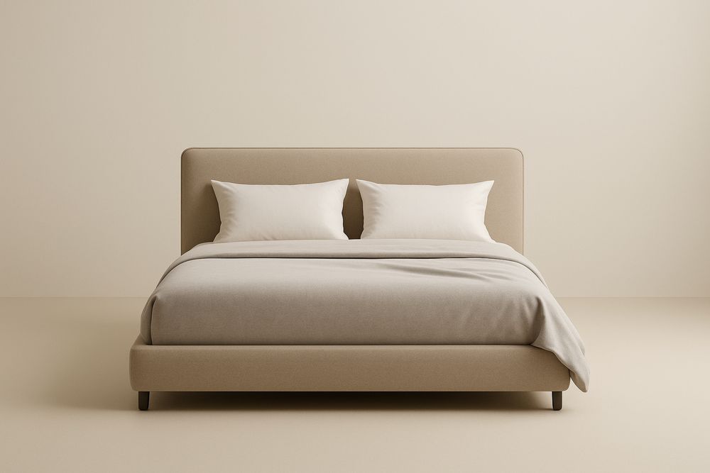 Letto matrimoniale tessuto beige 200x160×100 cm