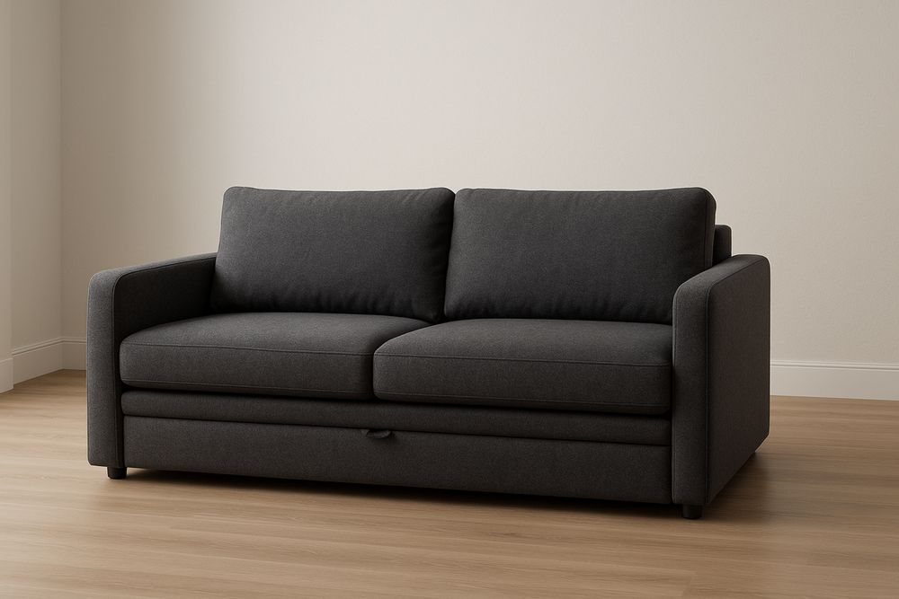 Divano Letto Due Posti in Tessuto Grigio Scuro