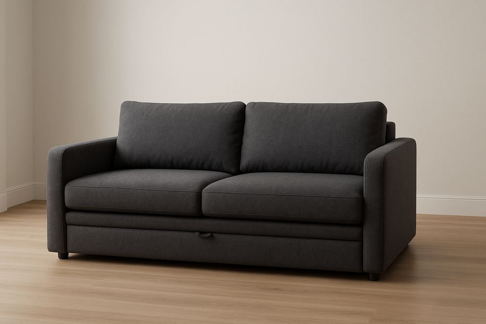 Divano Letto Due Posti in Tessuto Grigio Scuro