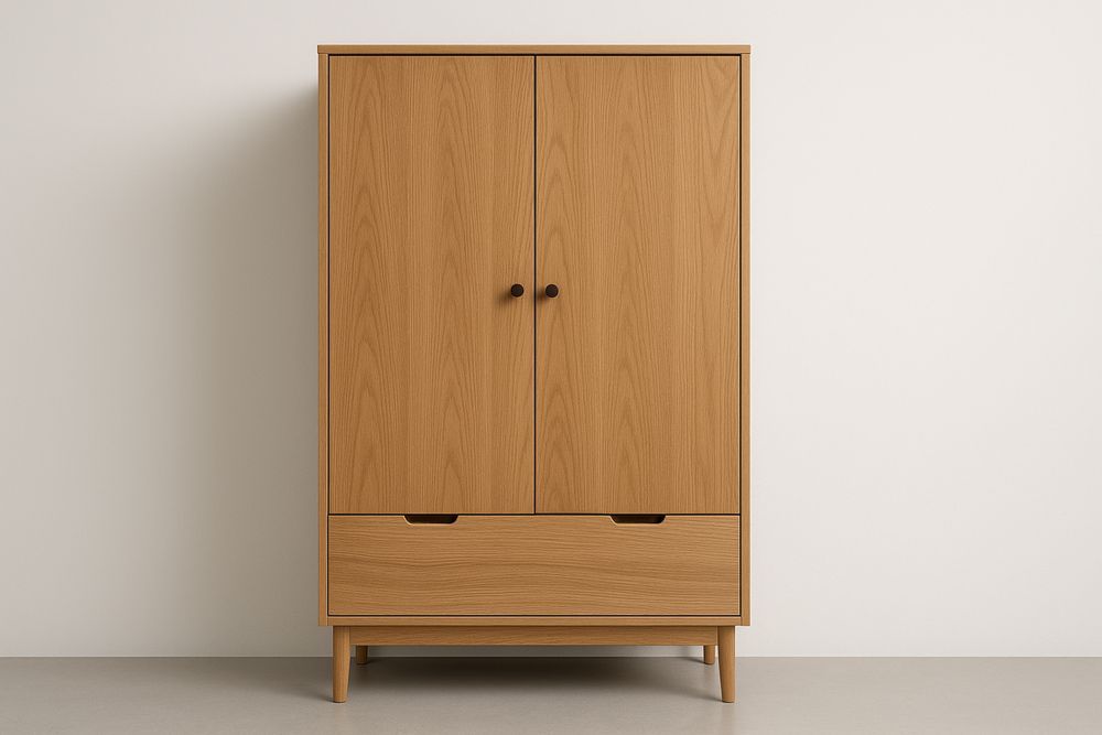 Armadio in Rovere Massello con Cassetto Integrato, 200x100x50 cm