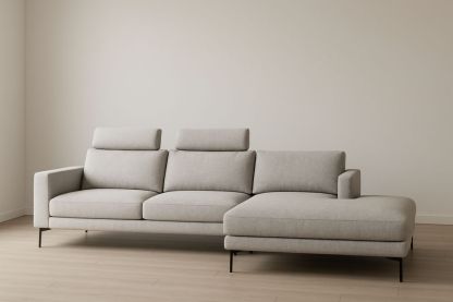 Divano angolare in tessuto con struttura in metallo Grigio Chiaro