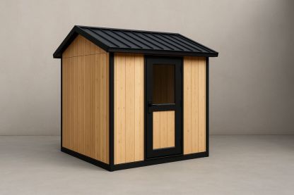 Capanno in Legno di Abete con Struttura in Acciaio Nero