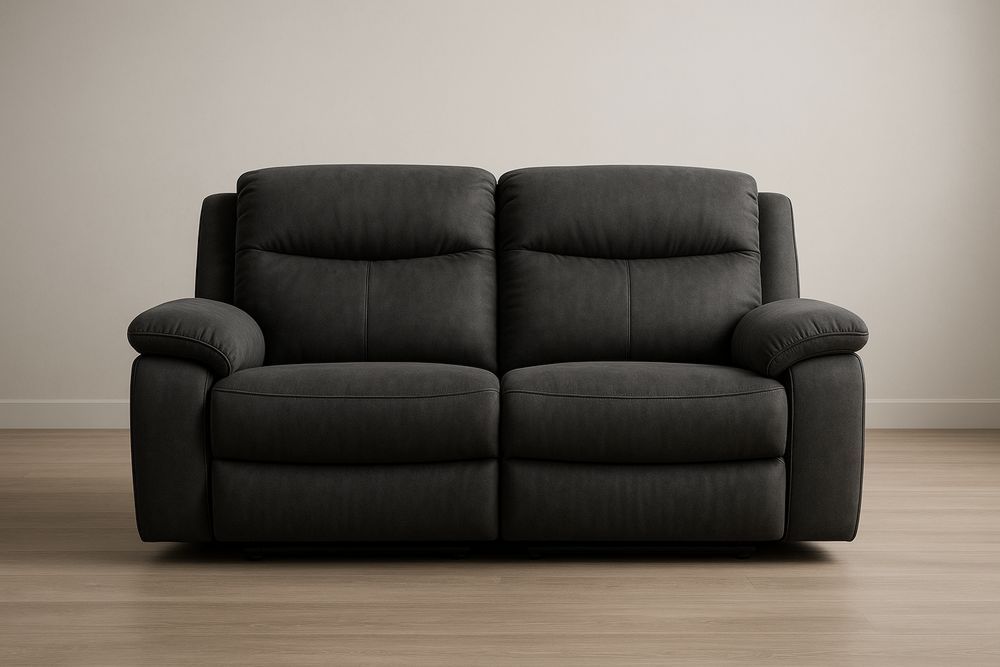 Divano a due posti in pelle sintetica Nero 150x90x95cm