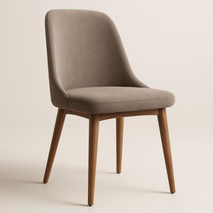 Sedia in tessuto grigio con gambe in legno