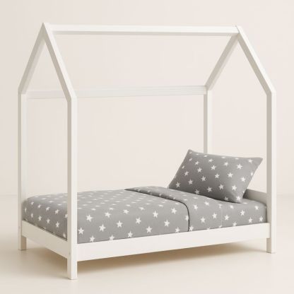 Letto Casetta per Bambini in Legno Bianco