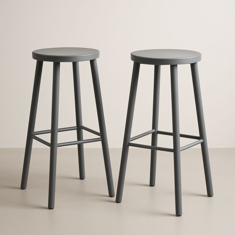 Sgabelli alti in acciaio set di 2 rotondi Grigio