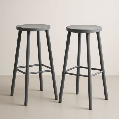 Sgabelli alti in acciaio set di 2 rotondi Grigio