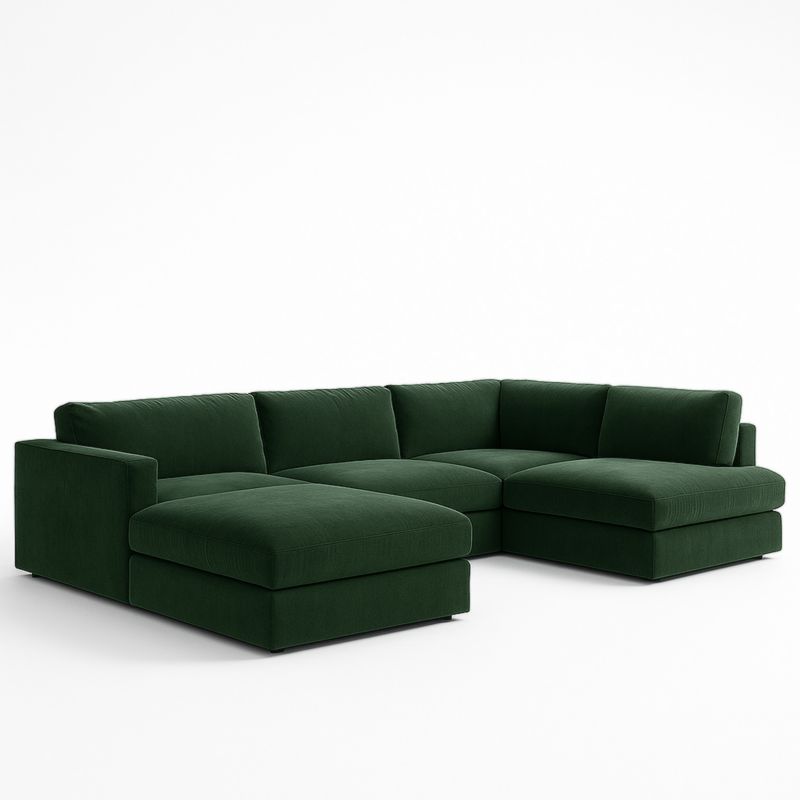 Divano angolare in tessuto poliestere verde 300x200x85 cm