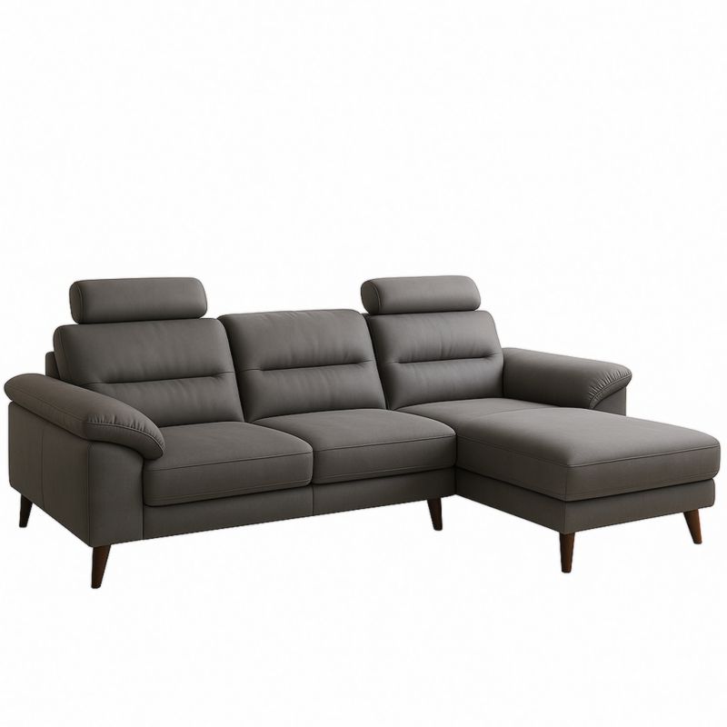 Divano angolare con chaise longue pelle sintetica grigia