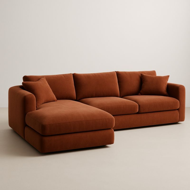 Divano ad Angolo in Velluto Marrone 243x153x85 cm