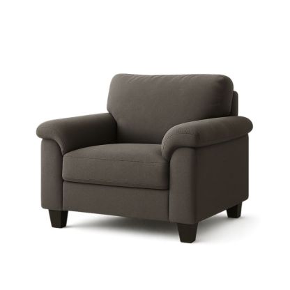 Poltrona Imbottita Soggiorno Tessuto Grigio Scuro