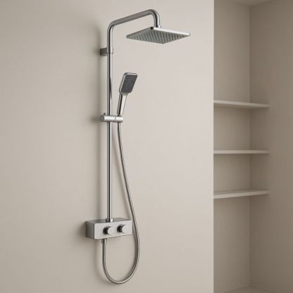 Set doccia in acciaio inox con soffione quadrato e doccetta