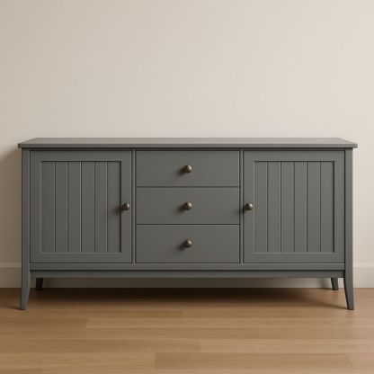 Credenza in Legno con Ante e Cassetti Grigio 150x40x80 cm