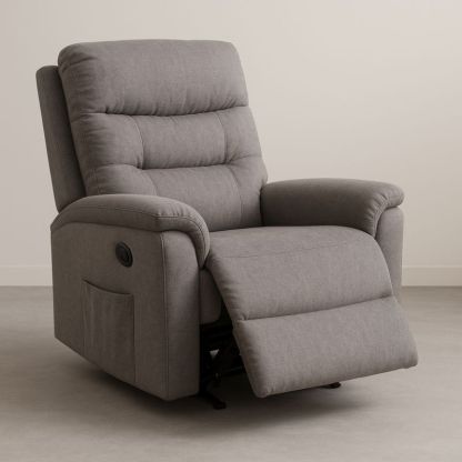 Poltrona reclinabile grigia in tessuto poliestere
