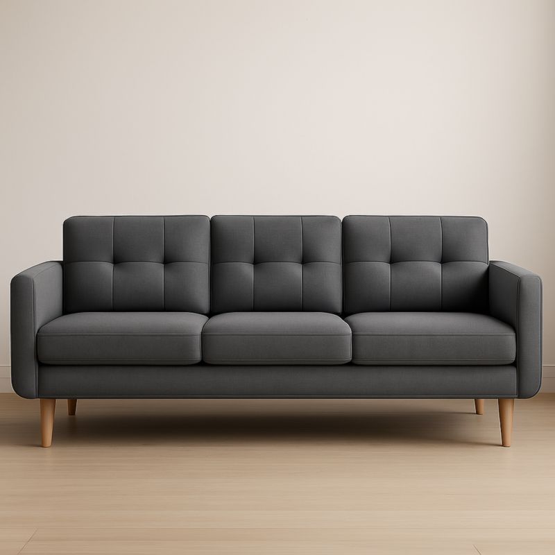 Divano tre posti tessuto poliestere rettangolare 210x85x75 cm grigio scuro