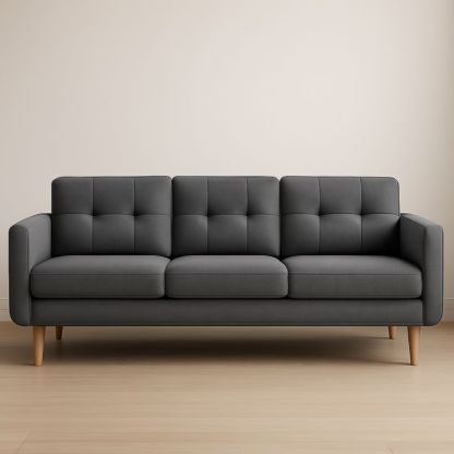 Divano tre posti tessuto poliestere rettangolare 210x85x75 cm grigio scuro