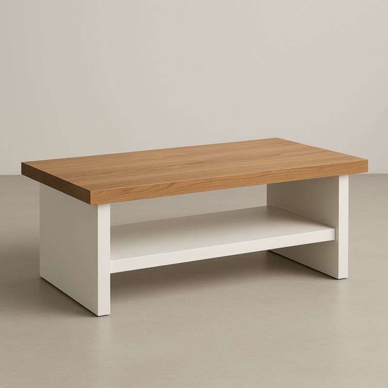 Tavolino da caffè rettangolare in legno e MDF bianco 120x60x45 cm