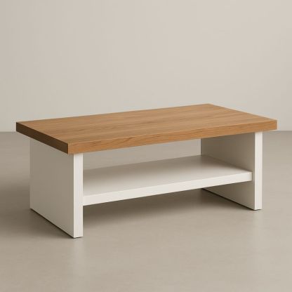 Tavolino da caffè rettangolare in legno e MDF bianco 120x60x45 cm