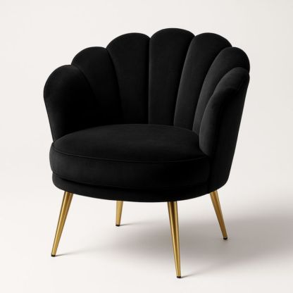 Poltrona velluto nero gambe metallo dorato 80x80x85 cm