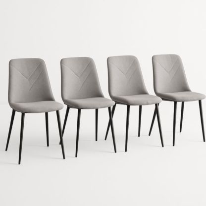 Set di 4 Sedie Sala da Pranzo Grigio Tessuto Poliestere Gambe Metallo 43x54x88 cm