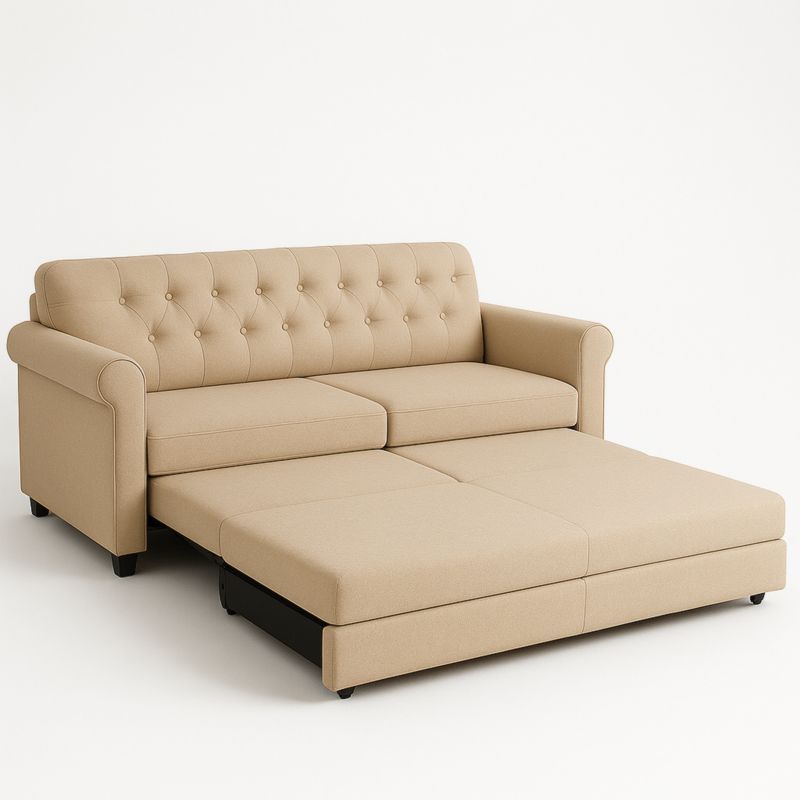 Divano Letto Convertibile Tessuto Beige