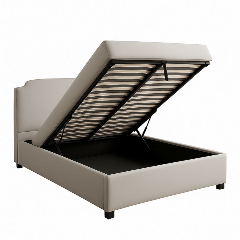 Struttura Letto Contenitore in Pelle Sintetica Grigio