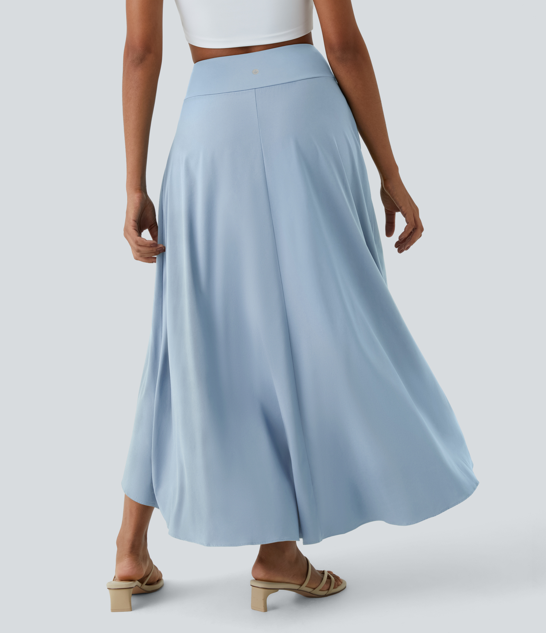 High Waisted High Low Ruffle 2-in-1 Flowy Quick Dry Casual Regular Maxi Skirt