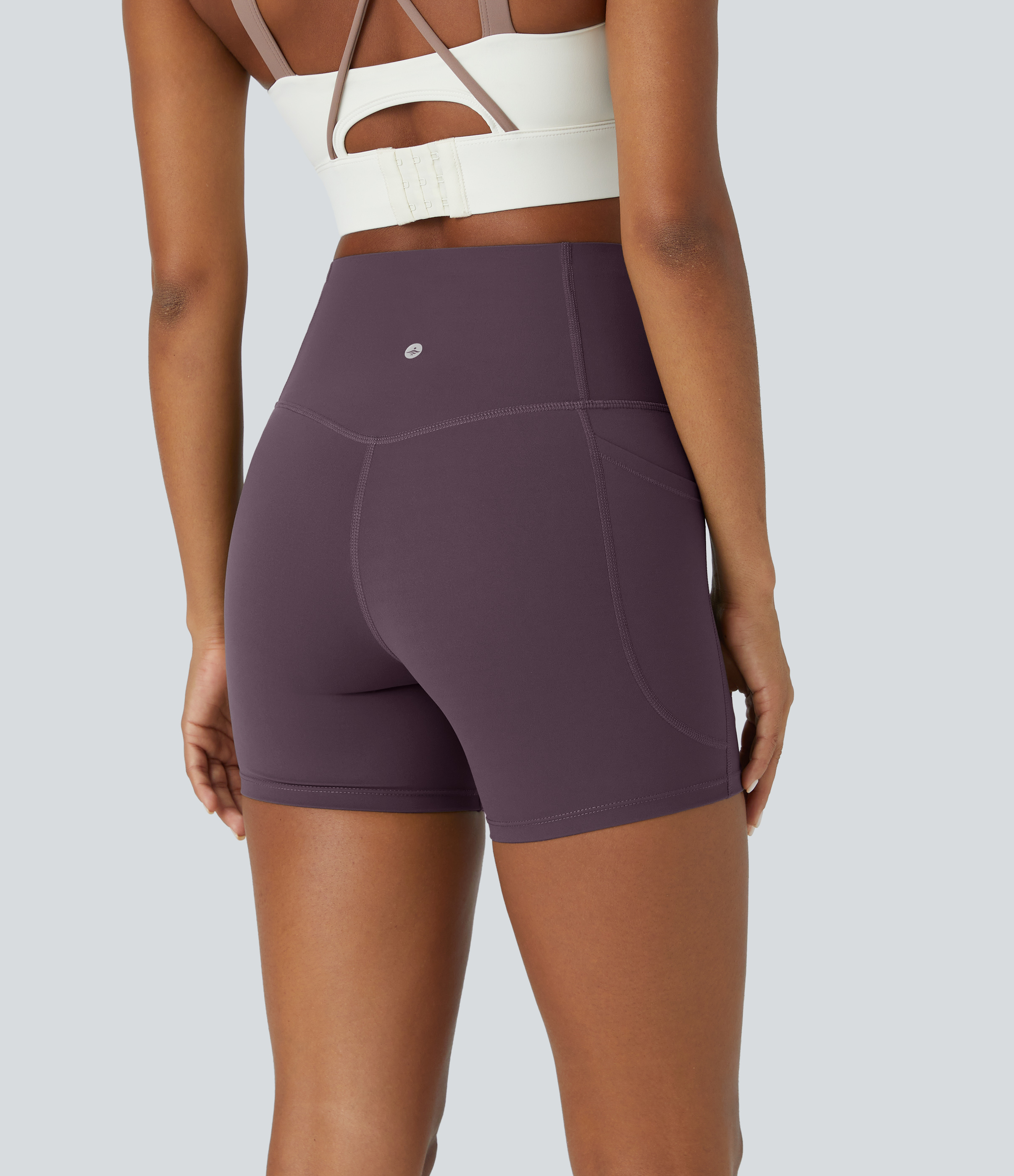 SoCinched High Waisted Tummy Control Side Pocket Shaping Training Biker Shorts 5''