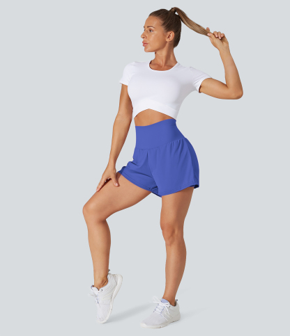 Airy Super High Waisted Cool Touch Yoga Shorts with Pockets